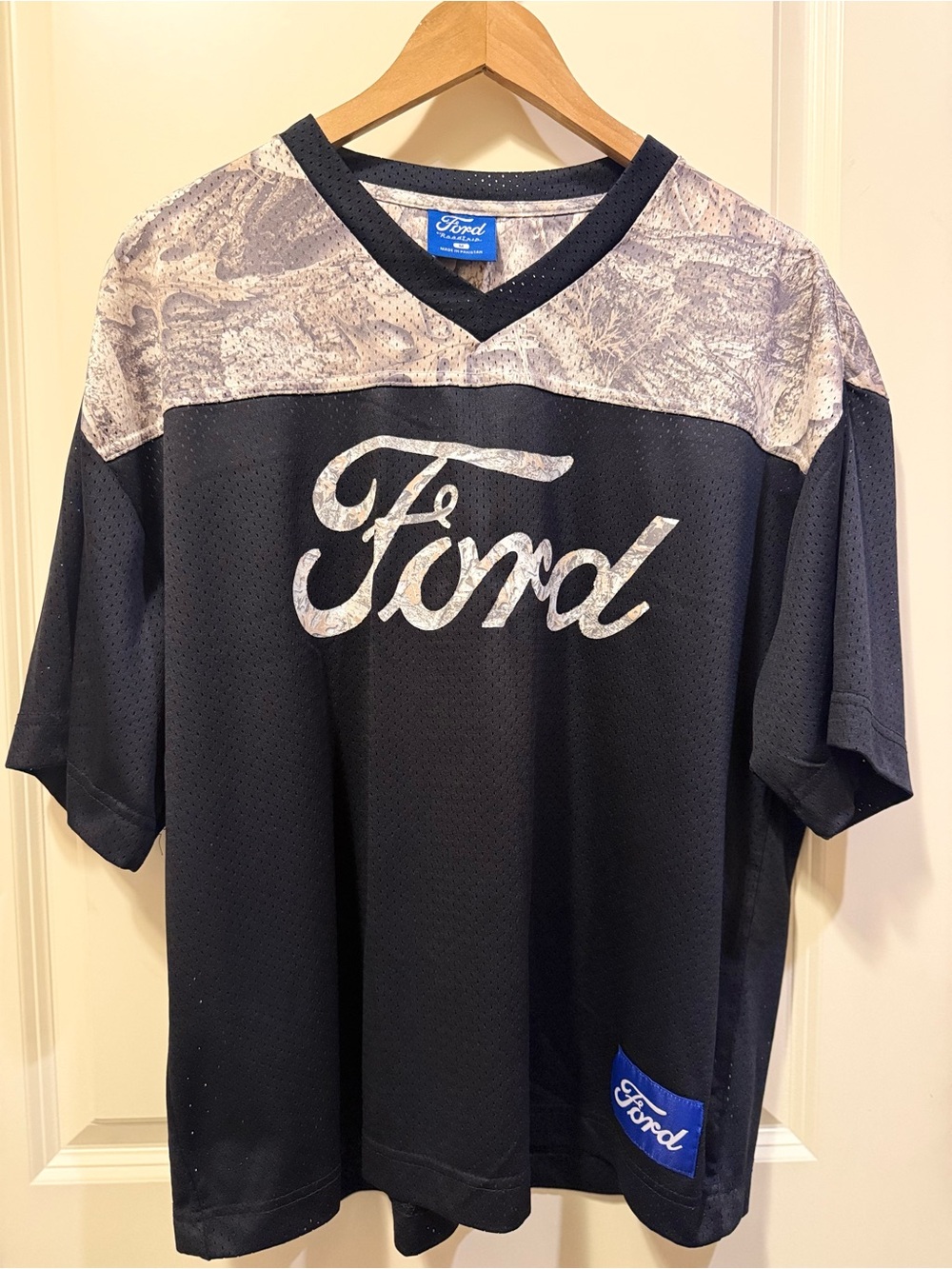 Ford Men’s Navy Short-Sleeve Logo Jersey with Marble Yoke